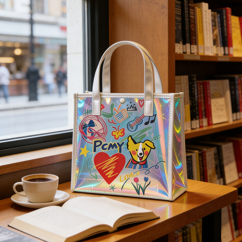 Women Bags Lv - 女性用ホログラフィックトートバッグ 防水透明TPUバッグ 大容量ビーチバッグ ショルダーハンドバッグ 夏用カジュアルショッピングトラベルバッグ