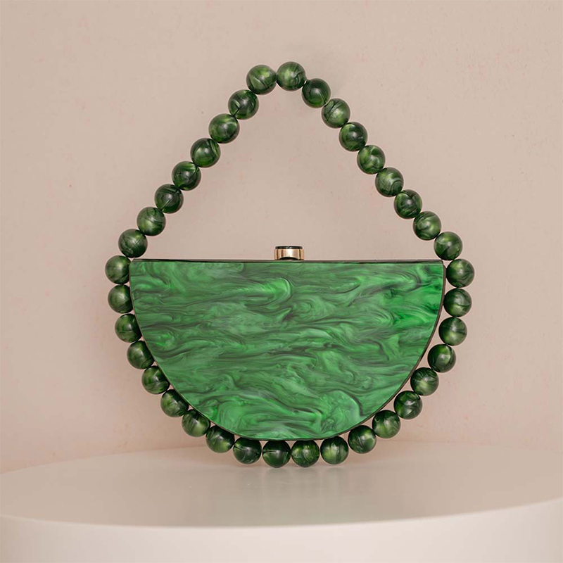 Tortoiseshell Bag Acrylic - 高級真珠光沢のあるビーズチェーンクラッチ財布、アクリルべっ甲色の女性のハンドバッグ、ヴィンテージエレガントな結婚式の宴会イブニングバッグ