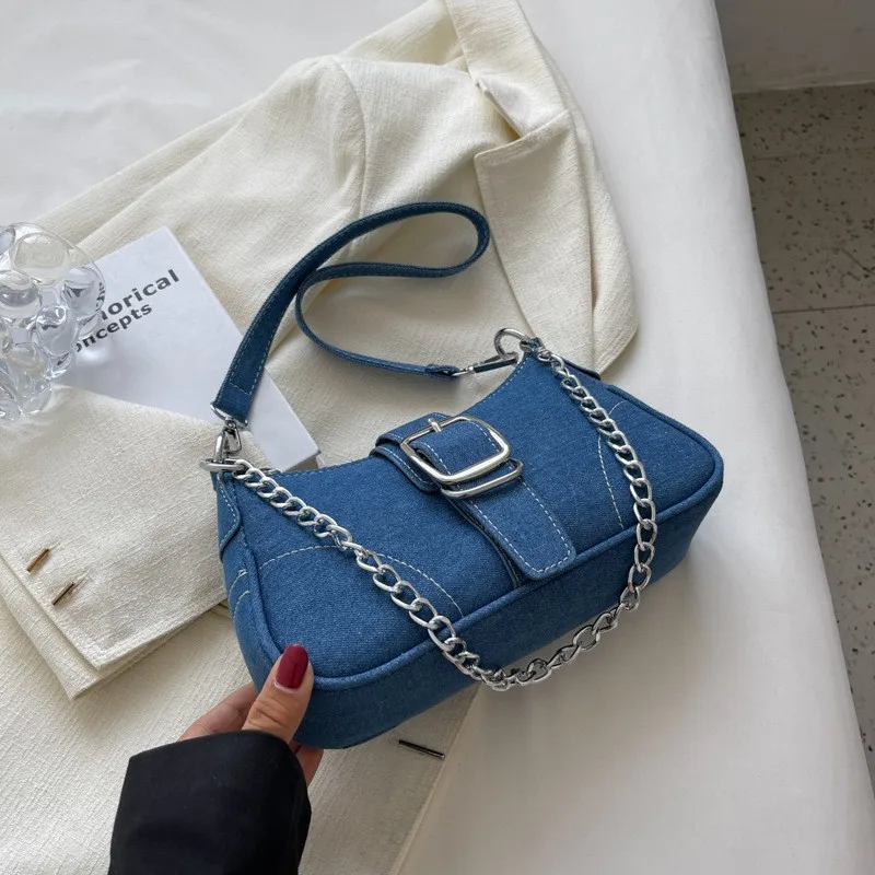 Women Bags Jeans - 新しいスモールデザインジーンズバッグ女性の新しいクロスショルダーバッグショルダーキャンバスバッグニッチデザインファッションキャンバスパッケージ