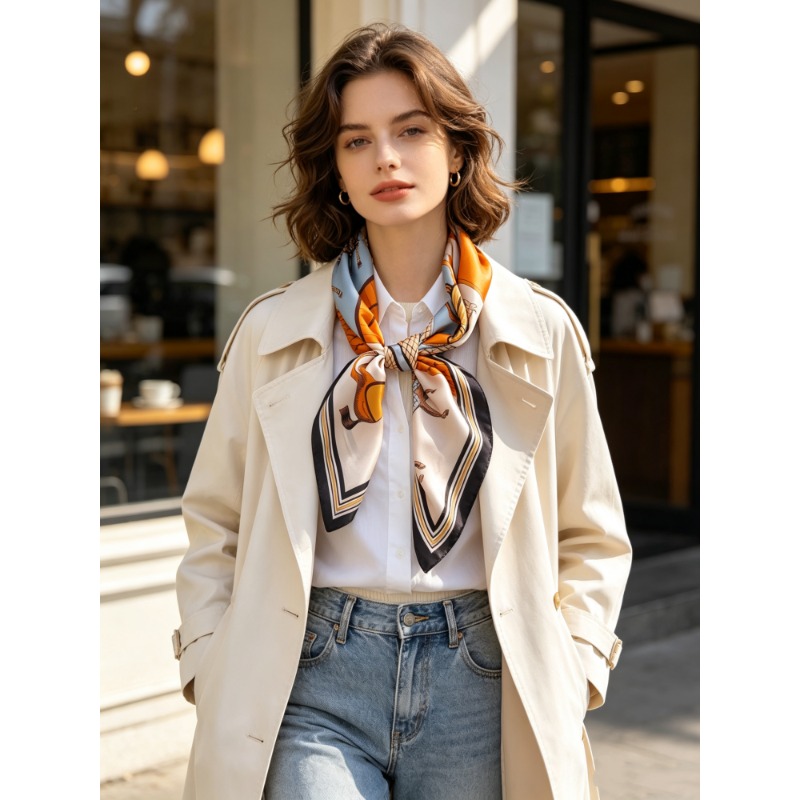 Women'S Retro Bags - 高級 100% マルベリーシルク スクエアスカーフ 70cm レトロブロック馬柄ネックラップヘッドスカーフバッグ装飾レディース旅行ホリデープレゼント