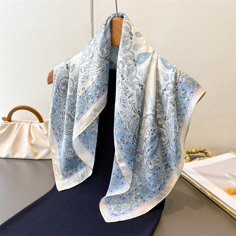 Women'S Retro Bags - 女性のヴィンテージ薄いサテンスカーフ花柄ヘアバンド春小さな正方形スカーフ多用途ヘアとバッグを結ぶための多用途スカーフ70x70cmショール