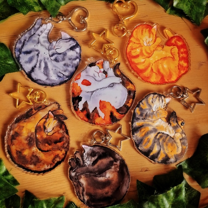 Tortoiseshell Bag Acrylic - 猫アクリルキーホルダー グレータビー猫 オレンジ猫 牛猫 トービーキャット タートルシェル猫