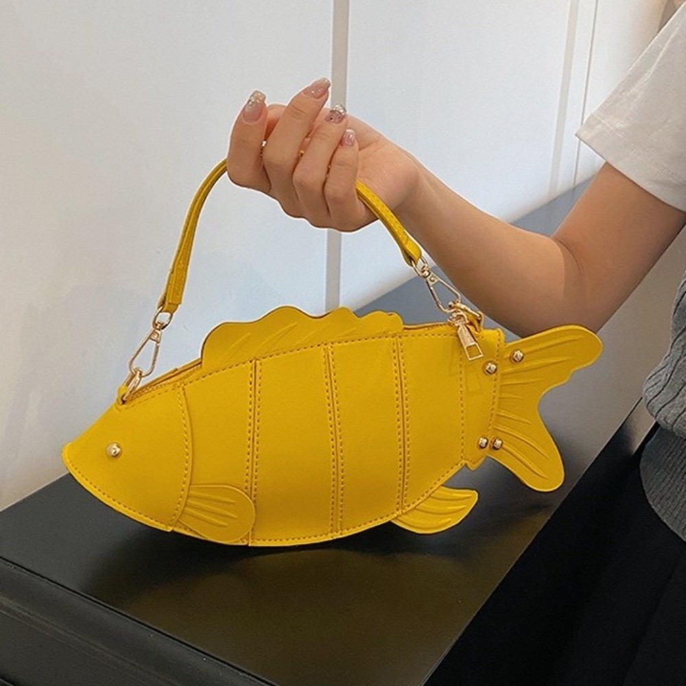 Hobo Bag Slouchy - クリエイティブシミュレーション魚型クロスボディバッグフェイクレザーリベットスラウチホーボーバッグ調節可能なストラップデュアルユースデザインハンドバッグ