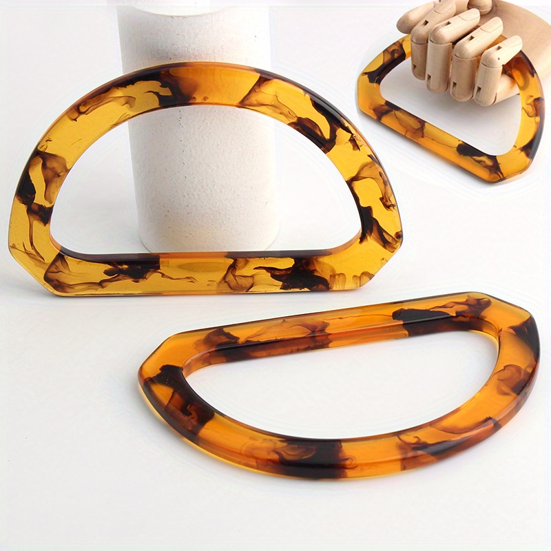 Tortoiseshell Bag Acrylic - レジンd字型ハンドメイドビーチバッグハンドル、アクリル亀シェル、DIY織りアクセサリー、2個