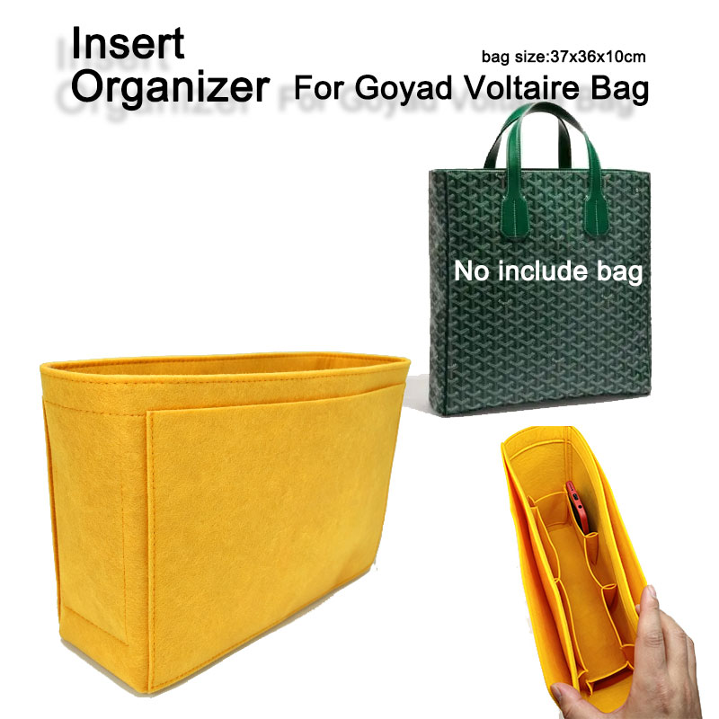 Women Bags Goyard - インナーバッグオーガナイザーインサートゴヤールヴォルテールトートバッグ用iPadポケットデザイン女性用メイクアップ化粧品ホルダーインナーライナーバッグシェイパー