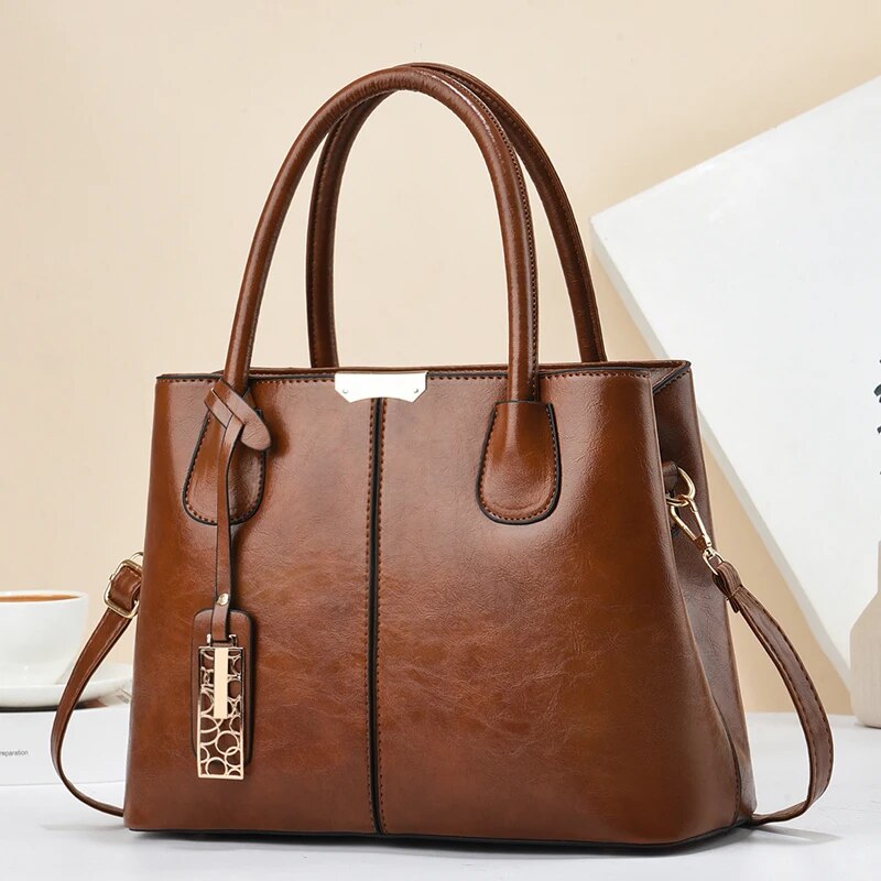 Women Hand Bags For Office - 女性用PUレザークロスオーバーバッグ,レトロバッグ,無地,エレガント,オフィス,流行