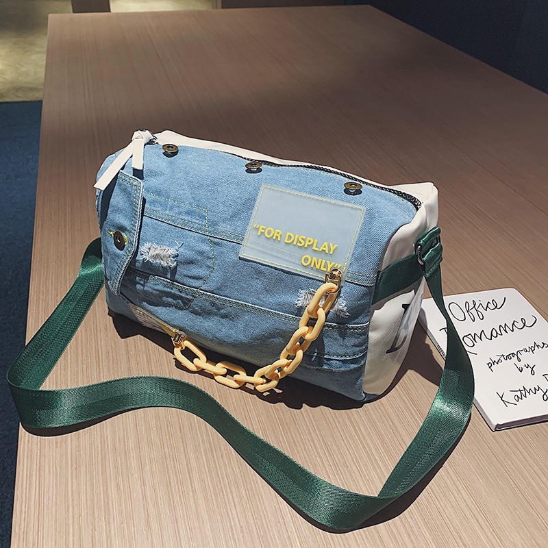 女性用ブルーデニムハンドバッグ,大容量トラベルバッグ,デザイ - Women Bags Jeans のレビューと価格