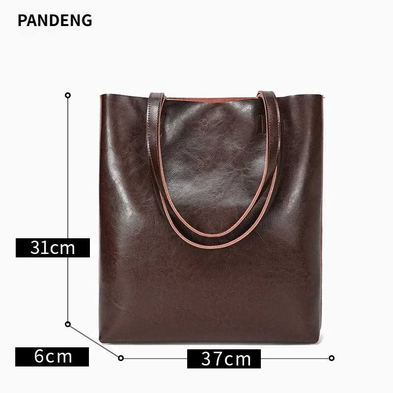 女性の天然牛革バッグレディース本牛革レトロハンドバッグ女性大 - Women Hand Bags For Office のレビューと価格