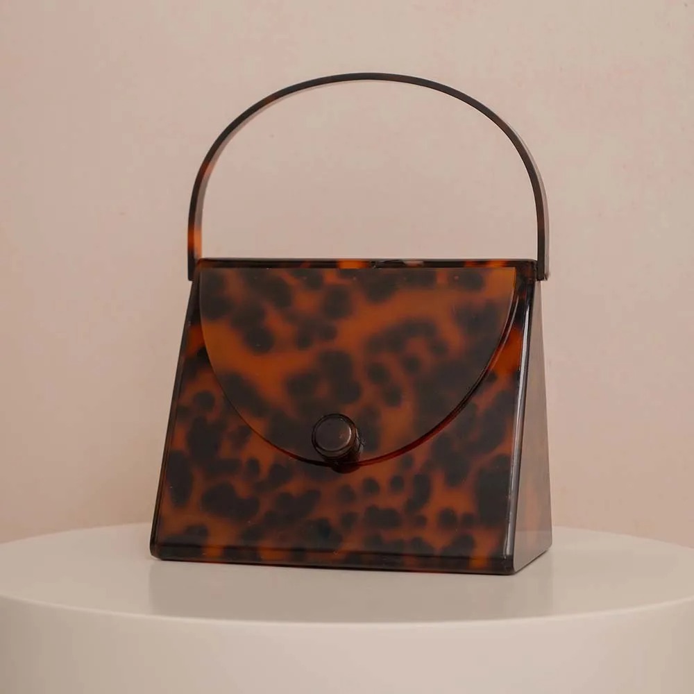 新作入荷 光沢のあるレトロなレオパード柄アクリル製トートシェ - Tortoiseshell Bag Acrylic のレビューと価格