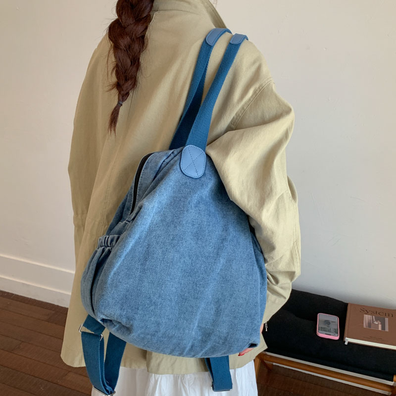 韓国ヴィンテージウォッシュドデニムバックパック 多機能トート - Women Bags Jeans のレビューと価格