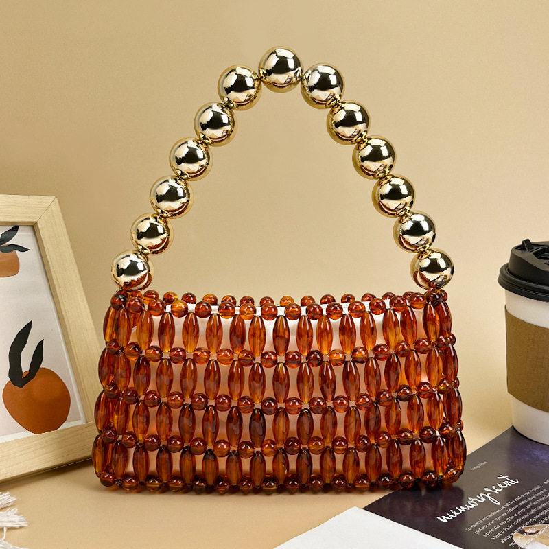 エレガントな手作りのビーズクリスタルアンバーブラウンの豪華な - Tortoiseshell Bag Acrylic のレビューと価格