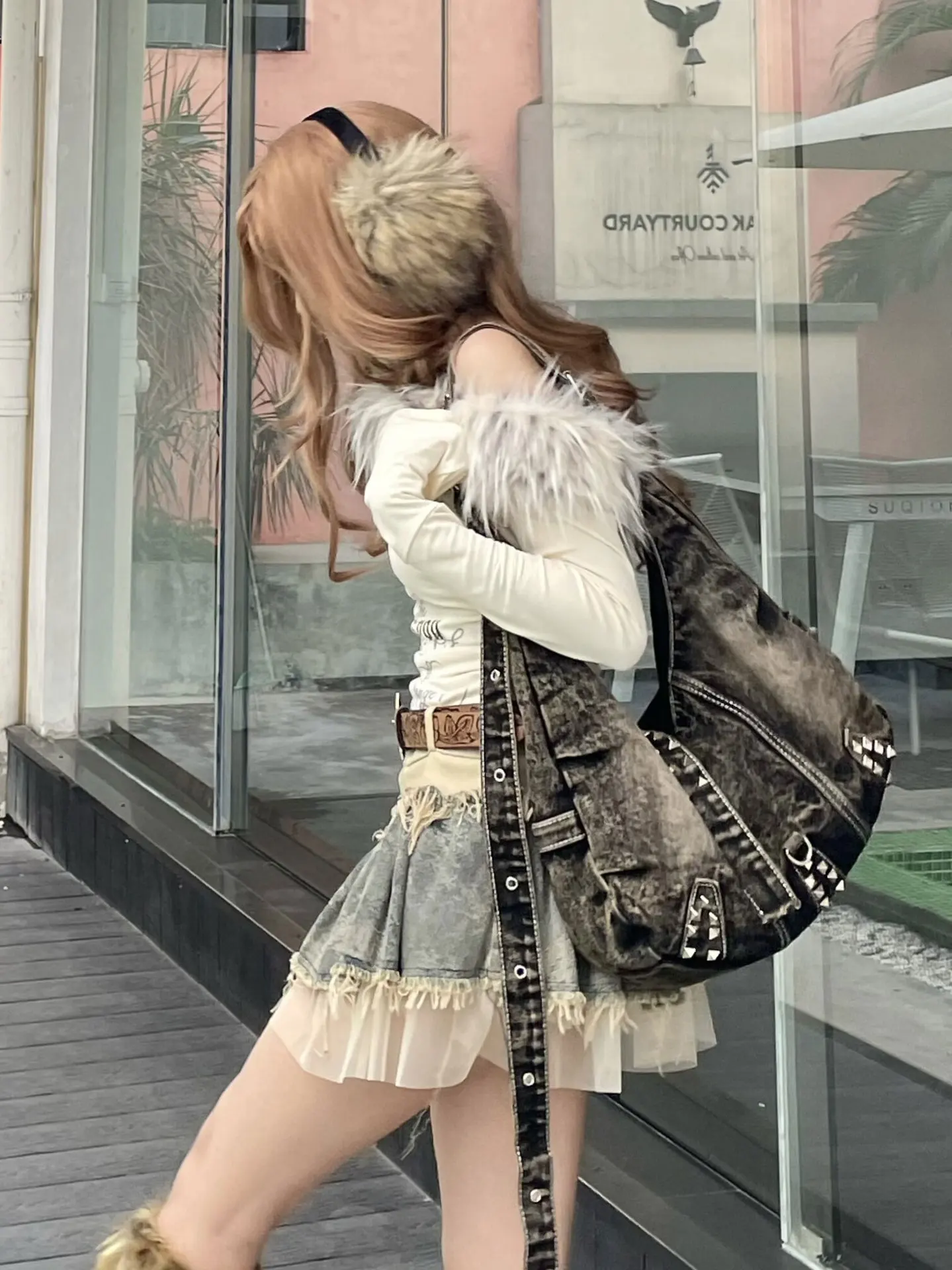 ウォッシュドデニムリベットショルダーバッグ女性用ハンドバッグ - Women Bags Jeans のレビューと価格
