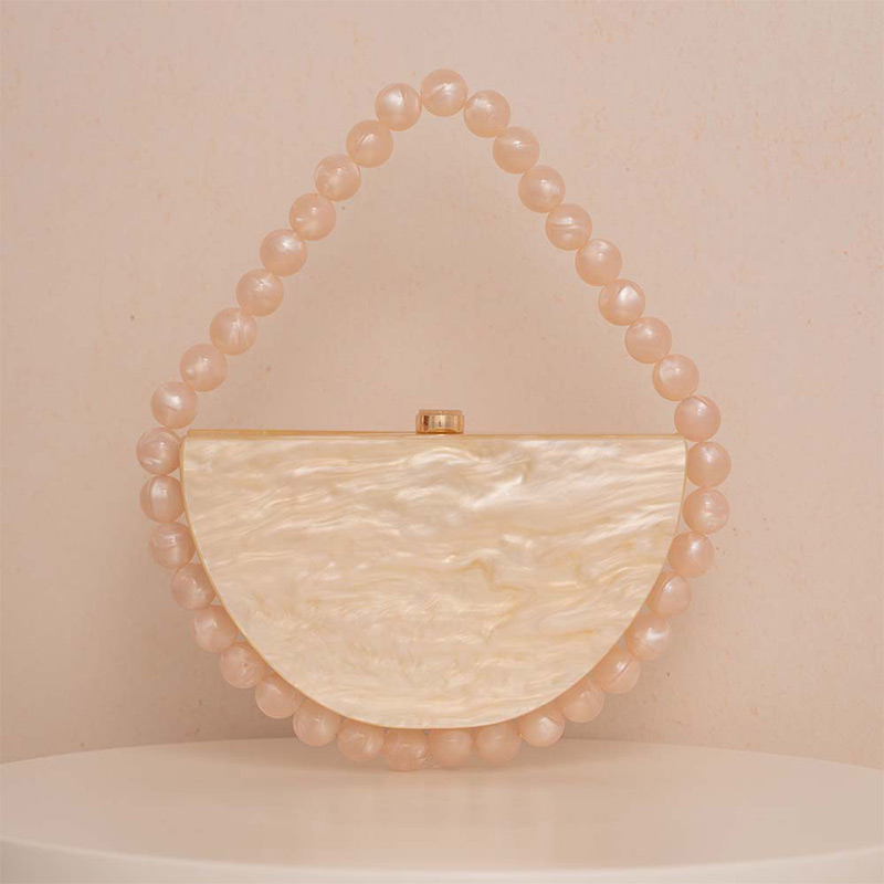 高級真珠光沢のあるビーズチェーンクラッチ財布、アクリルべっ甲 - Tortoiseshell Bag Acrylic のレビューと価格