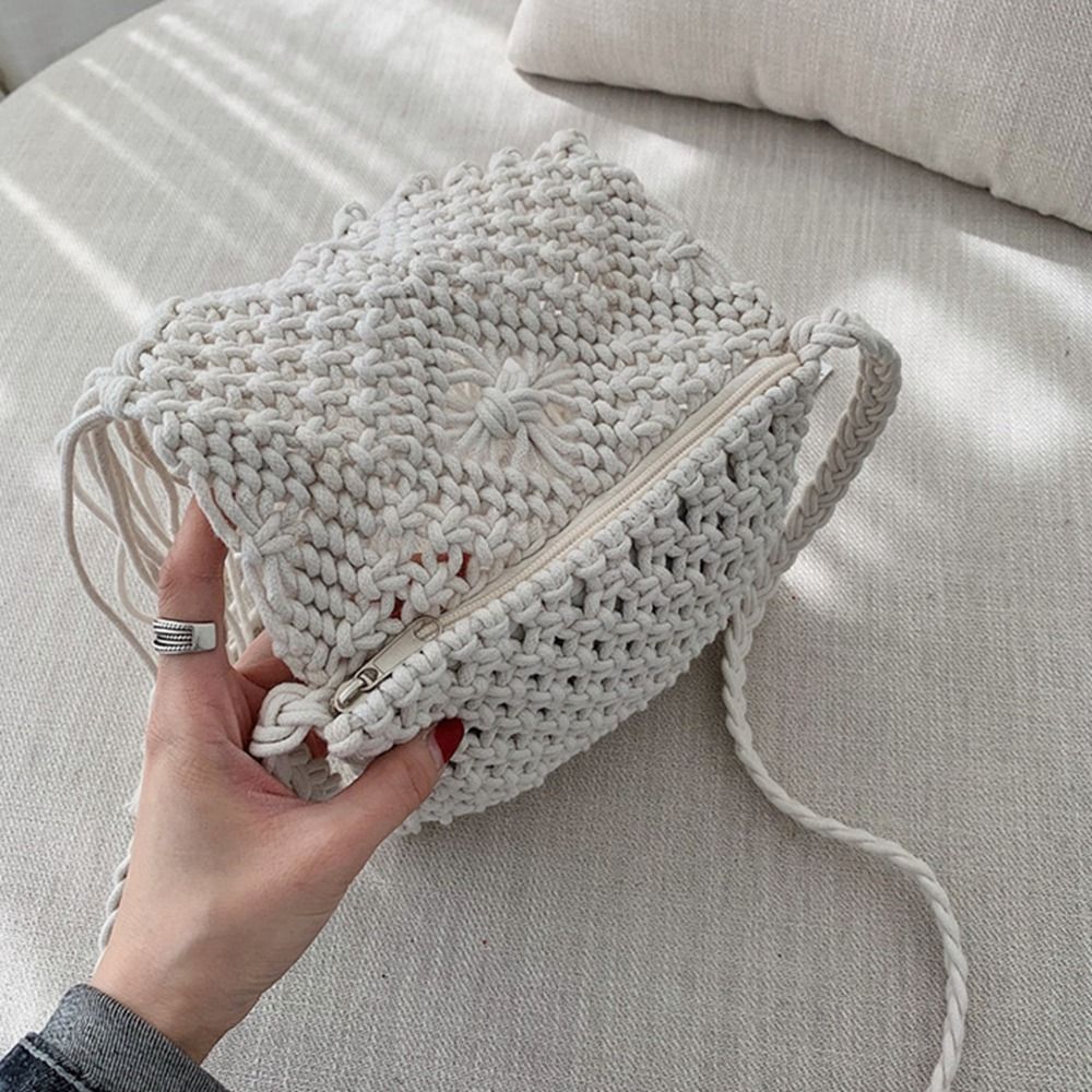 レトロエスニックスタイル織りわらバッグソリッドカラーボヘミア - Women'S Retro Bags のレビューと価格