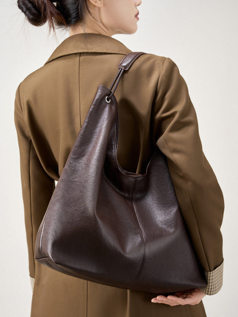 大きなゆったりとしたホーボーショルダーバッグ レディース 牛 - Hobo Bag Slouchy のレビューと価格