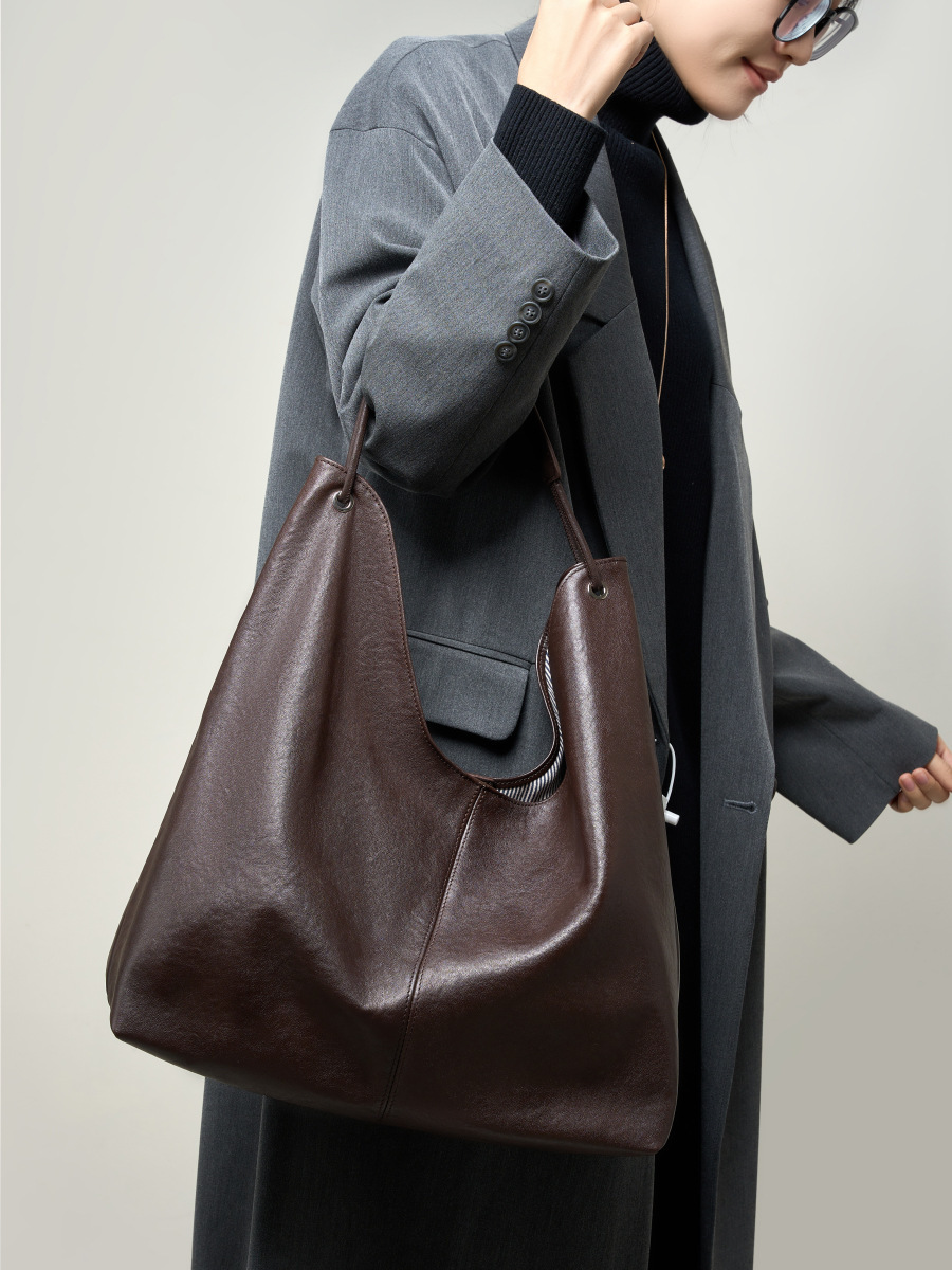 大きなゆったりとしたホーボーショルダーバッグ レディース 牛 - Hobo Bag Slouchy のレビューと価格