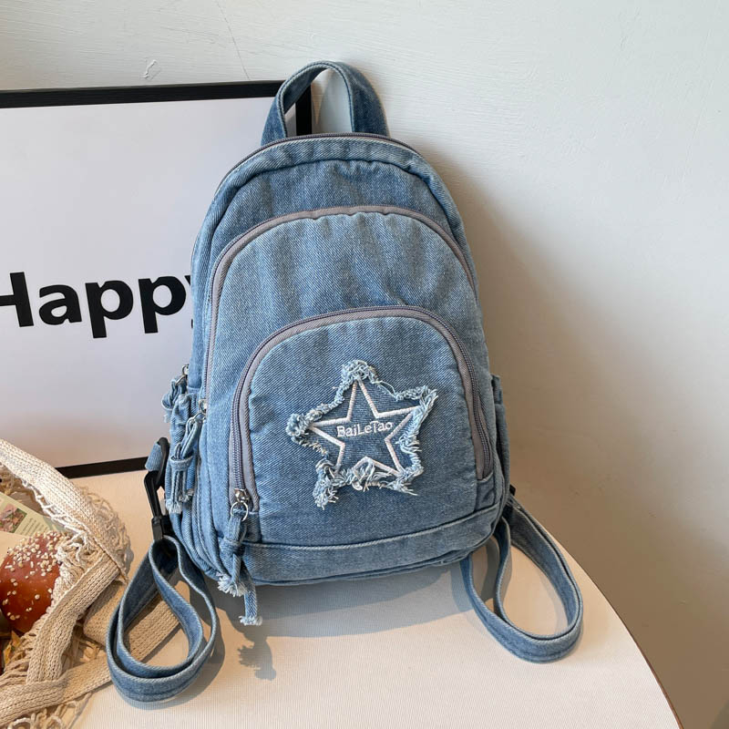 ファッション Y2K デニムバックパック女性ウォッシュブルー - Women Bags Jeans のレビューと価格