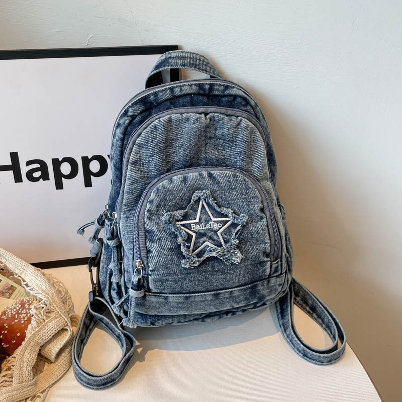ファッション Y2K デニムバックパック女性ウォッシュブルー - Women Bags Jeans のレビューと価格