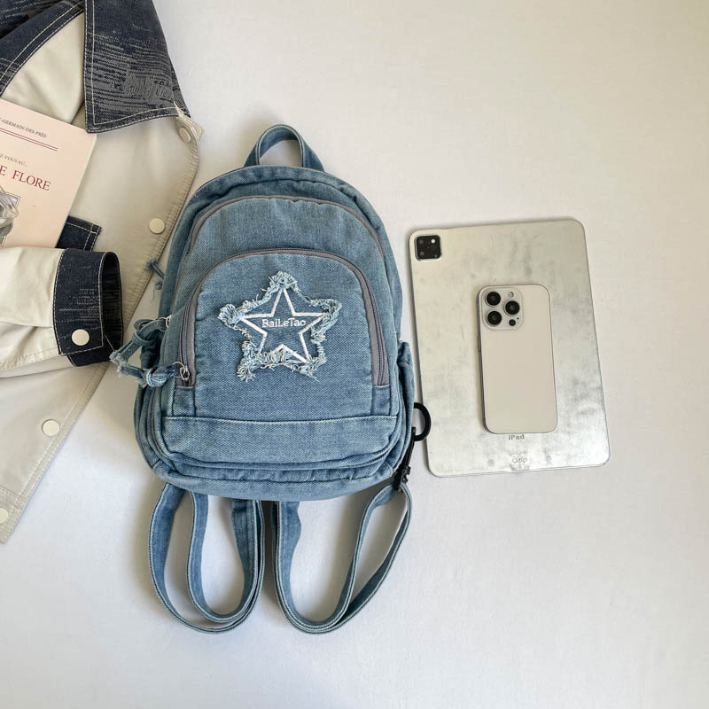 ファッション Y2K デニムバックパック女性ウォッシュブルー - Women Bags Jeans のレビューと価格