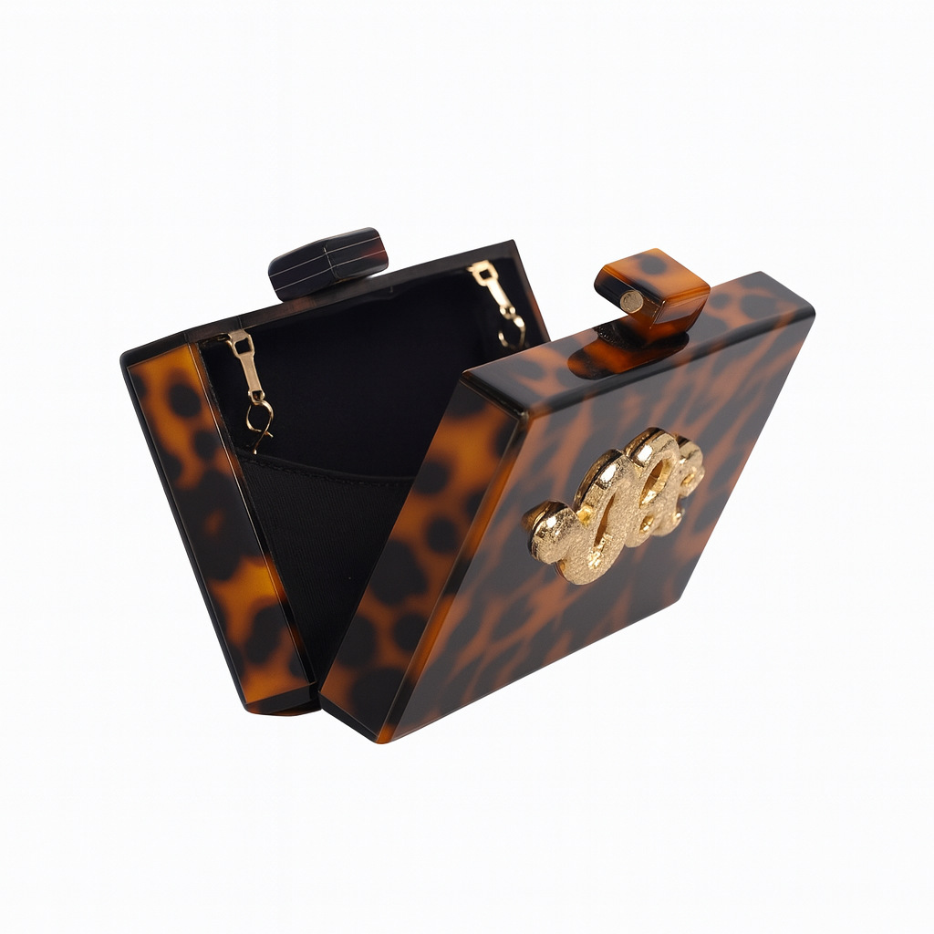 女性用バンケットバッグ レトロヒョウ柄アクリルハンドバッグ  - Tortoiseshell Bag Acrylic のレビューと価格
