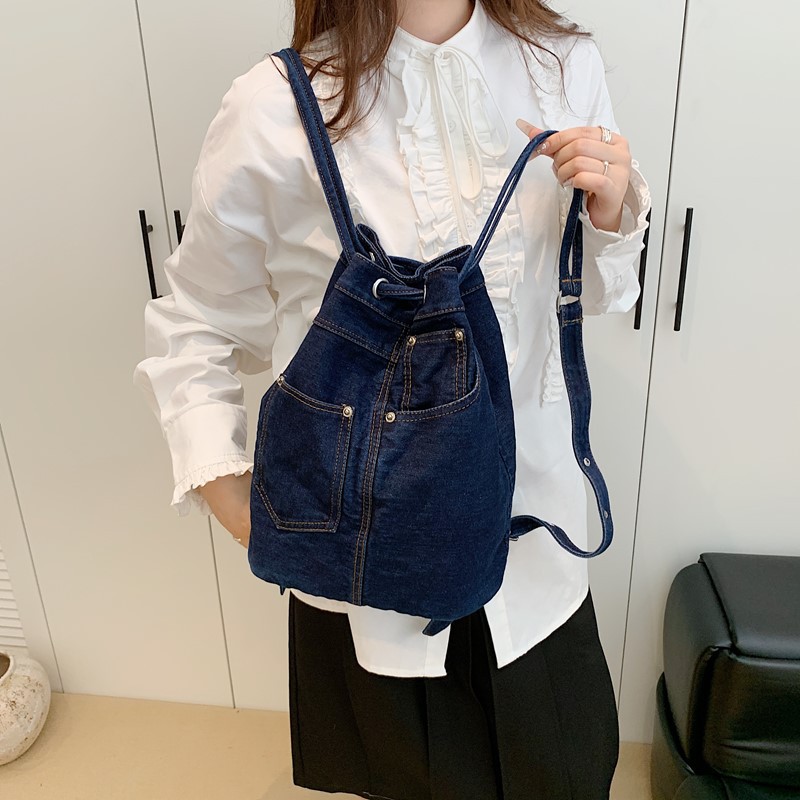 デニム女性のバックパックカジュアルスクールバックパック十代の - Women Bags Jeans のレビューと価格
