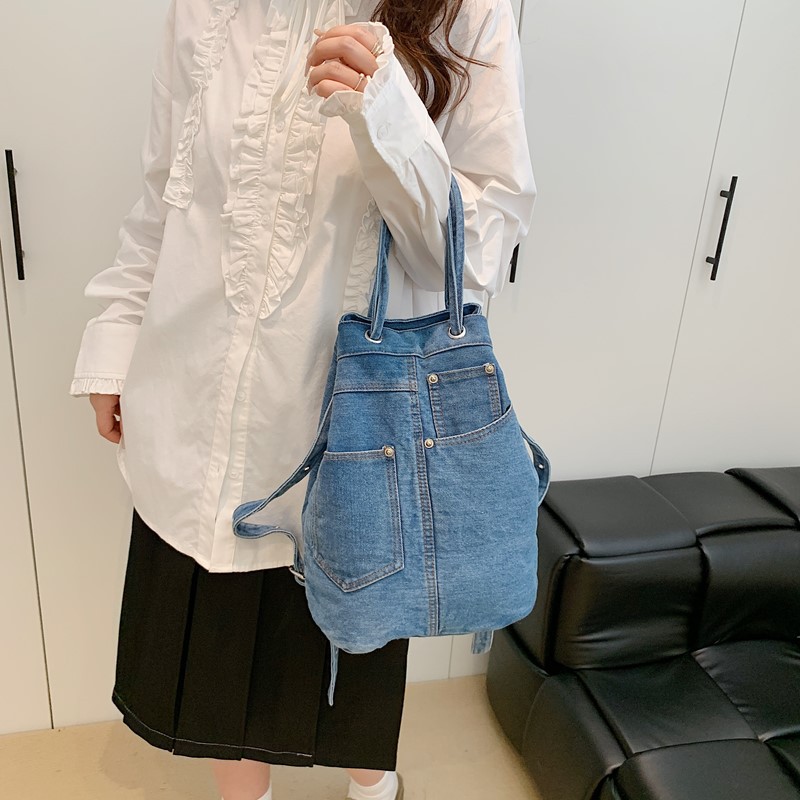 デニム女性のバックパックカジュアルスクールバックパック十代の - Women Bags Jeans のレビューと価格