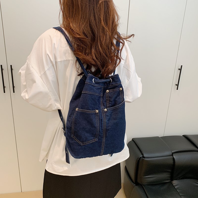 デニム女性のバックパックカジュアルスクールバックパック十代の - Women Bags Jeans のレビューと価格