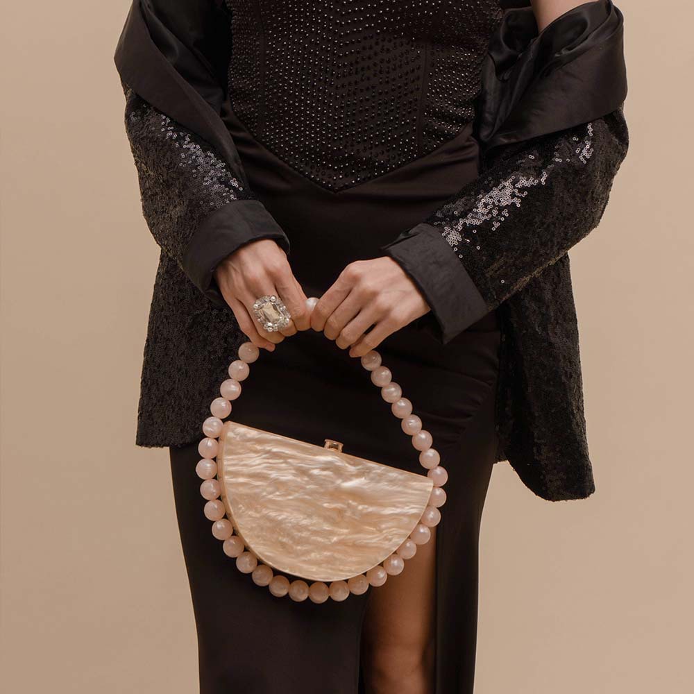 新しいパールレトロヒョウ柄アクリルバッグ女性のべっ甲カラーシ - Tortoiseshell Bag Acrylic のレビューと価格