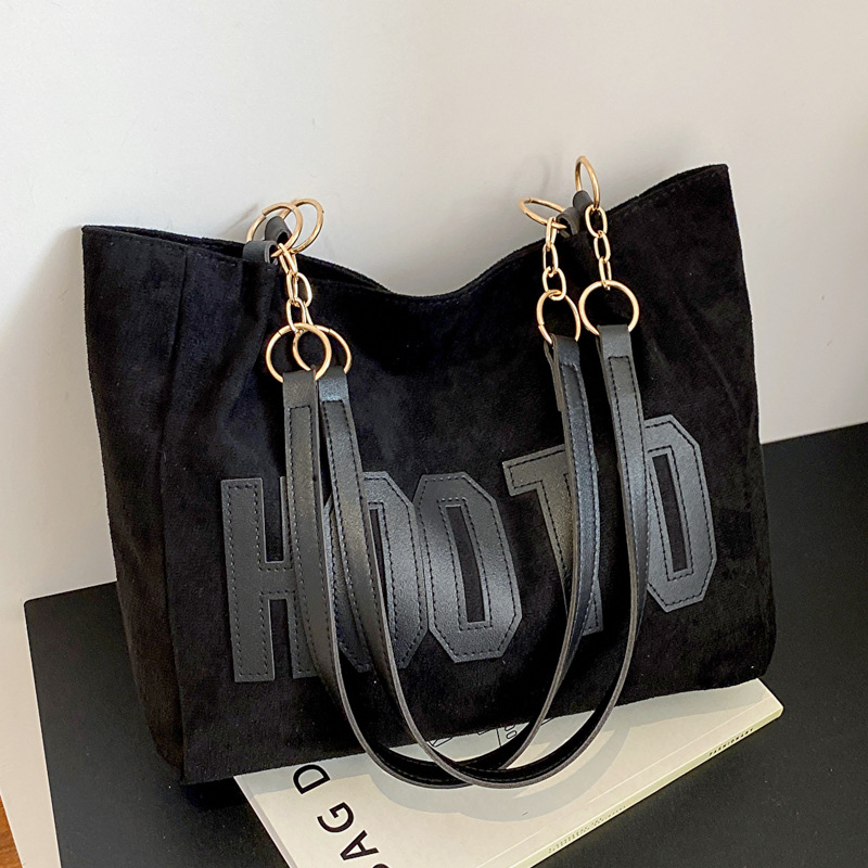 ソリッドカラーのショルダーバッグ、トレンディなレタートートバ - Women Hand Bags For Office のレビューと価格
