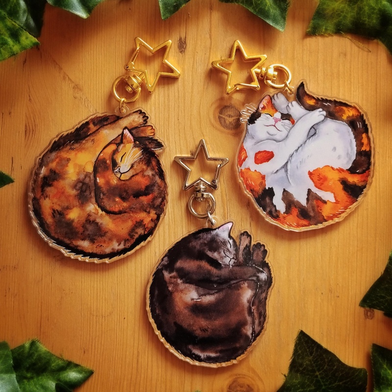 猫アクリルキーホルダー グレータビー猫 オレンジ猫 牛猫 ト - Tortoiseshell Bag Acrylic のレビューと価格