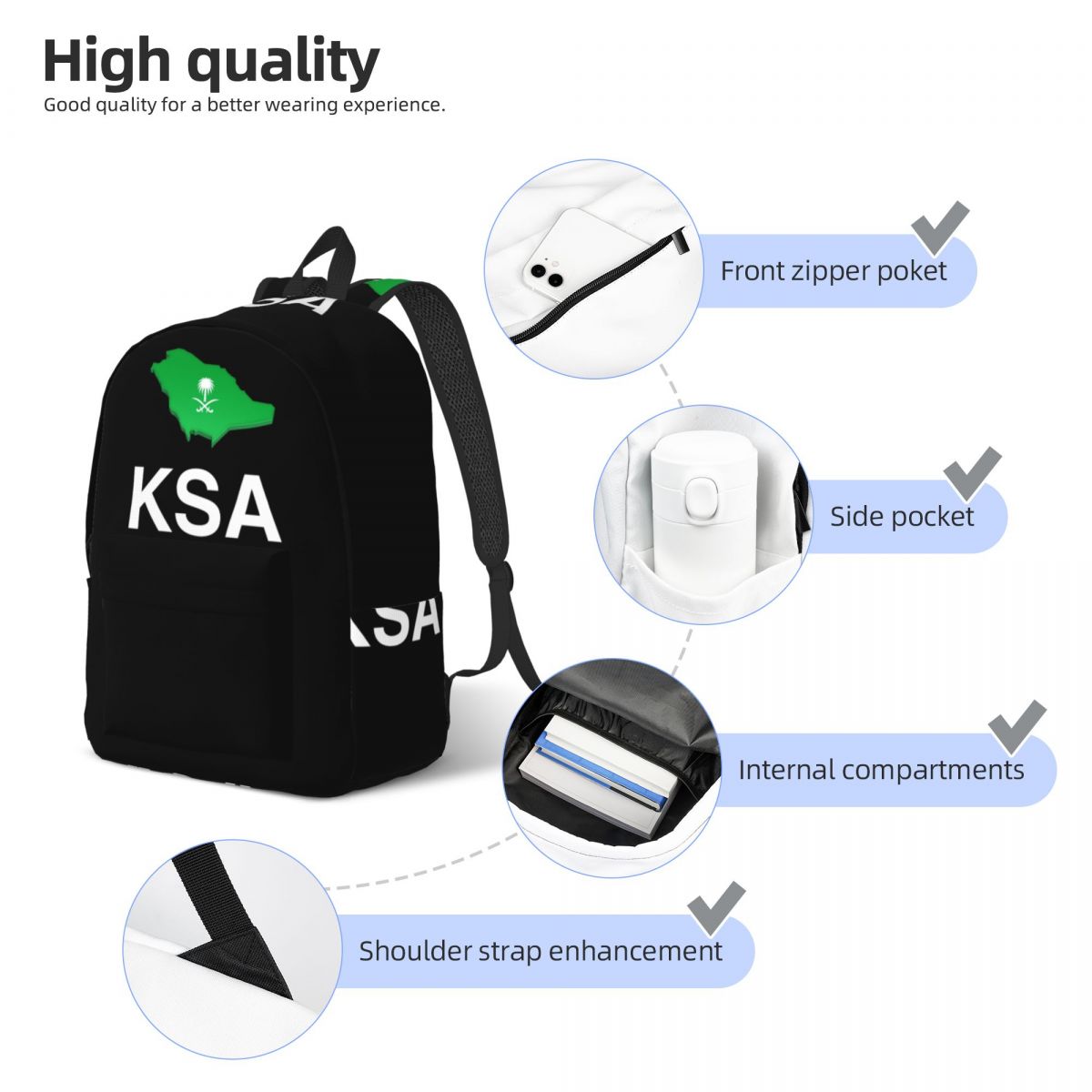 サウジアラビア製旗と「I Love Ksa」バックパック、デ - Women Bags Ksa のレビューと価格
